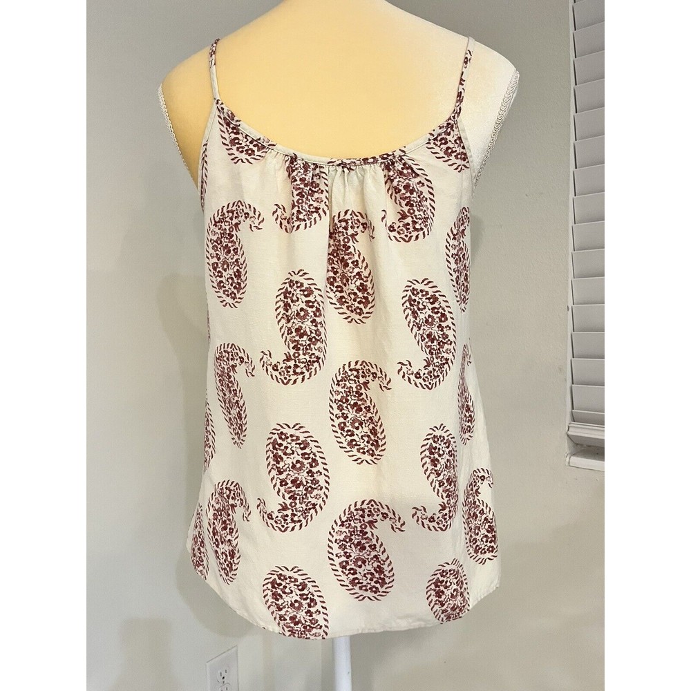 Loft Petites Linen Blend Cami Size SP Spaghetti Tank Top Paisley Floral - Picture 2 of 10